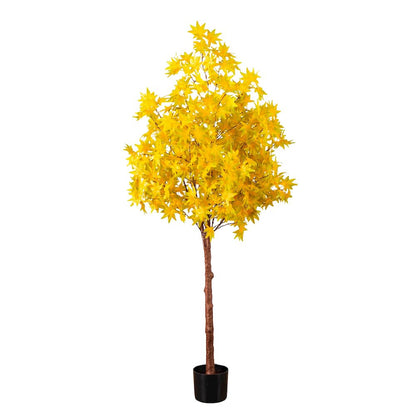 5ft. Pre-Lit Yellow Autumn Maple Artificial Fall Tree with 250 LED Lights