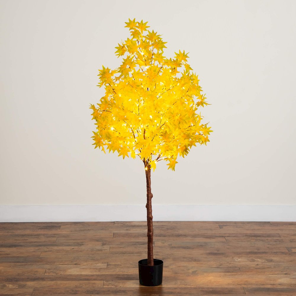 5ft. Pre-Lit Yellow Autumn Maple Artificial Fall Tree with 250 LED Lights
