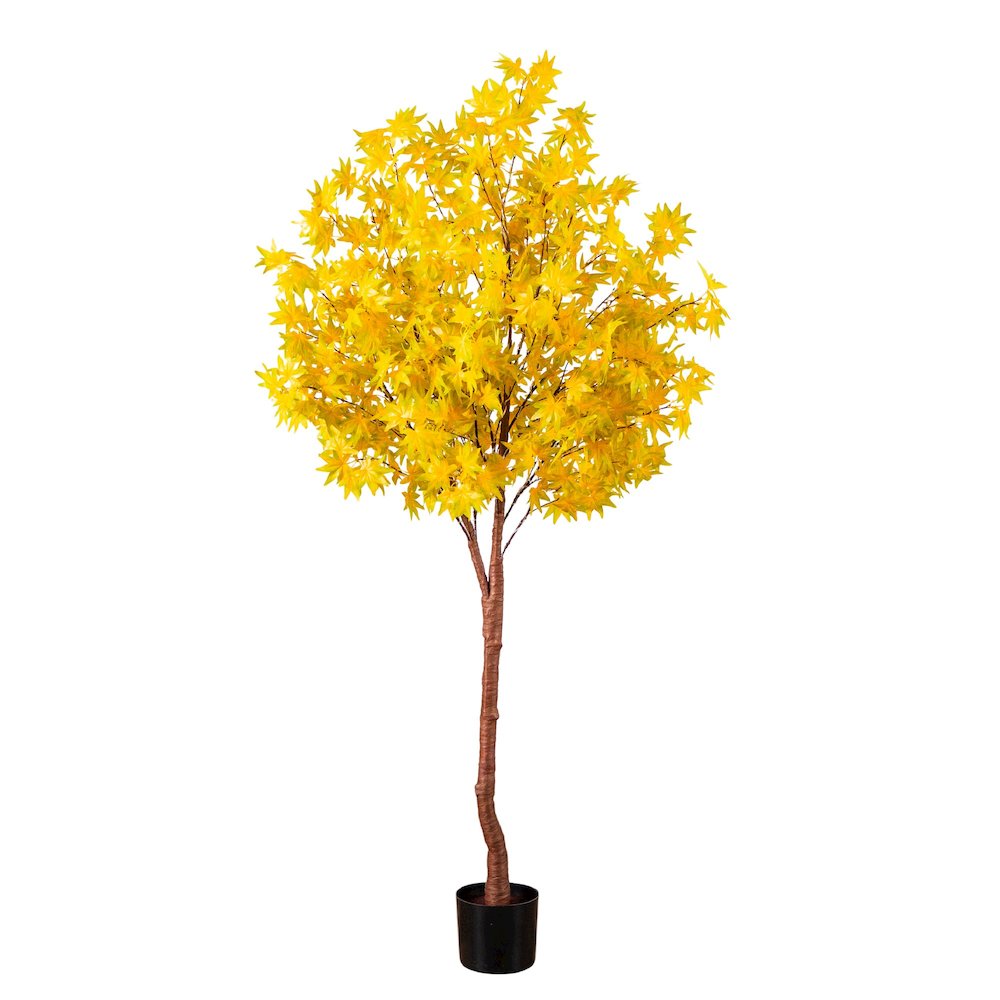 6ft. Pre-Lit Yellow Autumn Maple Artificial Fall Tree with 350 LED Lights