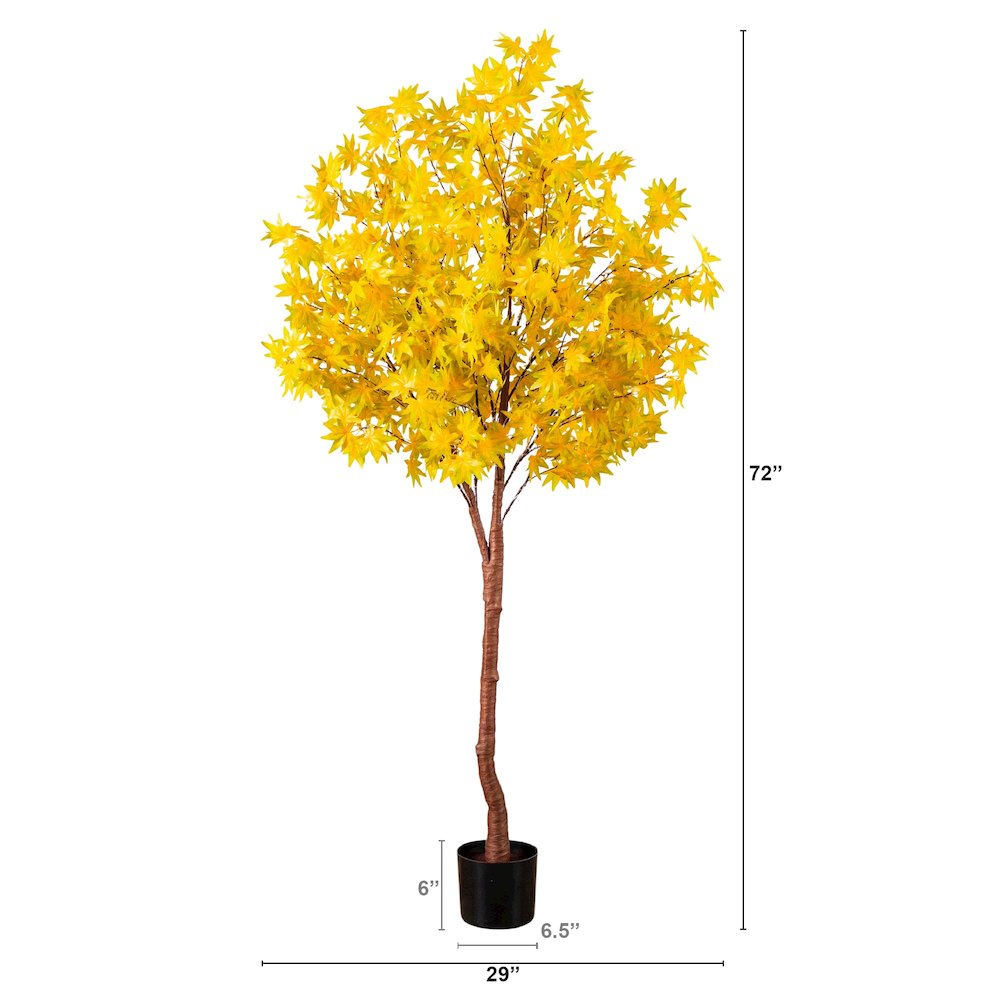6ft. Pre-Lit Yellow Autumn Maple Artificial Fall Tree with 350 LED Lights