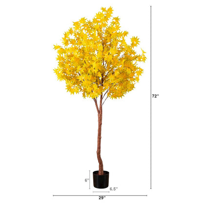 6ft. Pre-Lit Yellow Autumn Maple Artificial Fall Tree with 350 LED Lights