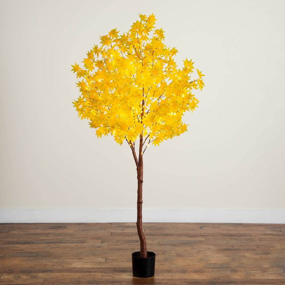 6ft. Pre-Lit Yellow Autumn Maple Artificial Fall Tree with 350 LED Lights