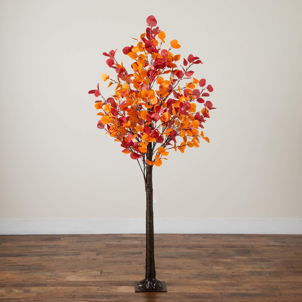 6ft. Pre-Lit Bright Autumn Eucalyptus Artificial Fall Tree with 420 LED Lights