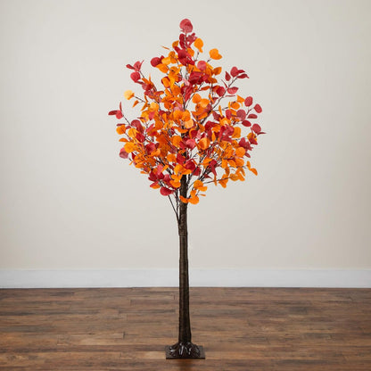 6ft. Pre-Lit Bright Autumn Eucalyptus Artificial Fall Tree with 420 LED Lights