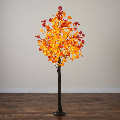 6ft. Pre-Lit Bright Autumn Eucalyptus Artificial Fall Tree with 420 LED Lights