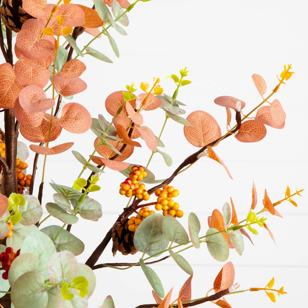 3ft. Pre-Lit Autumn Eucalyptus Artificial Fall Tree with Pinecones, Berries