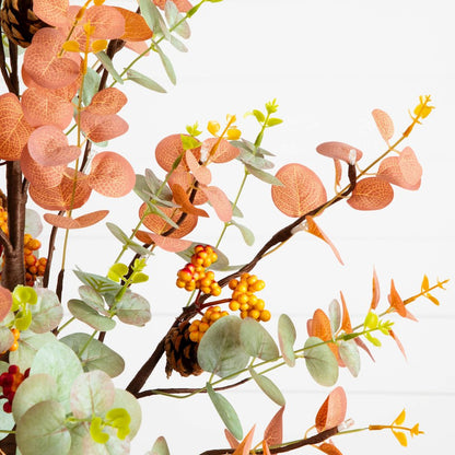 3ft. Pre-Lit Autumn Eucalyptus Artificial Fall Tree with Pinecones, Berries