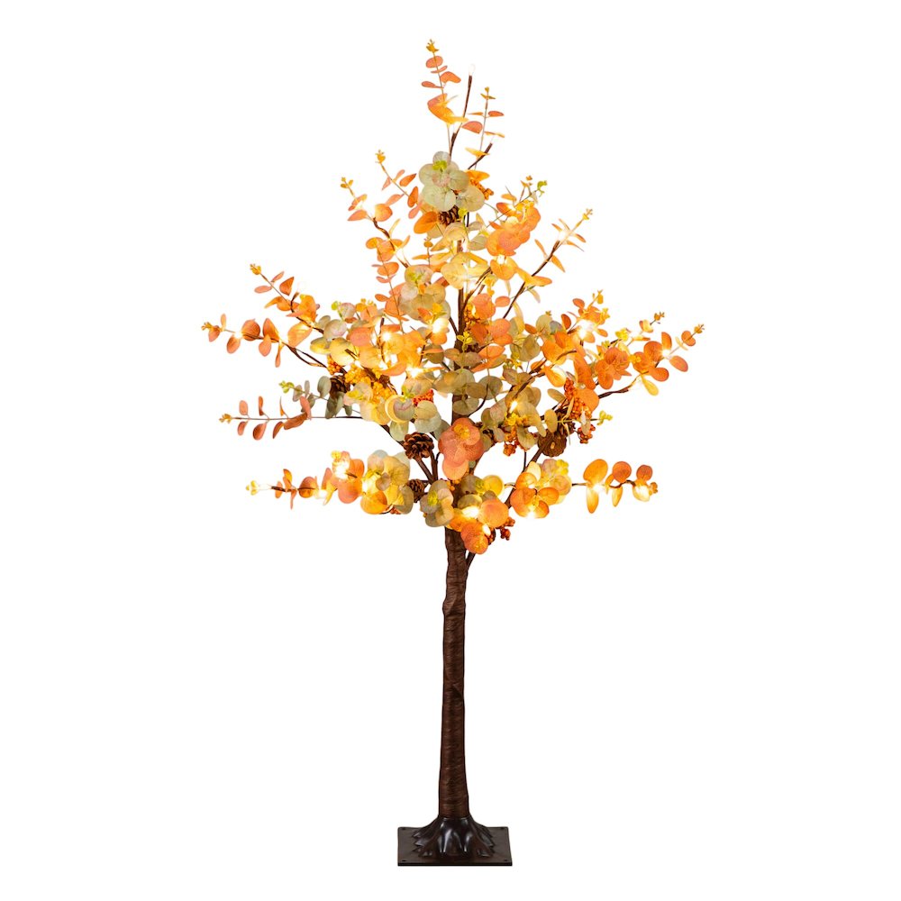 4ft. Pre-Lit Autumn Eucalyptus Artificial Fall Tree with Pinecones, Berries