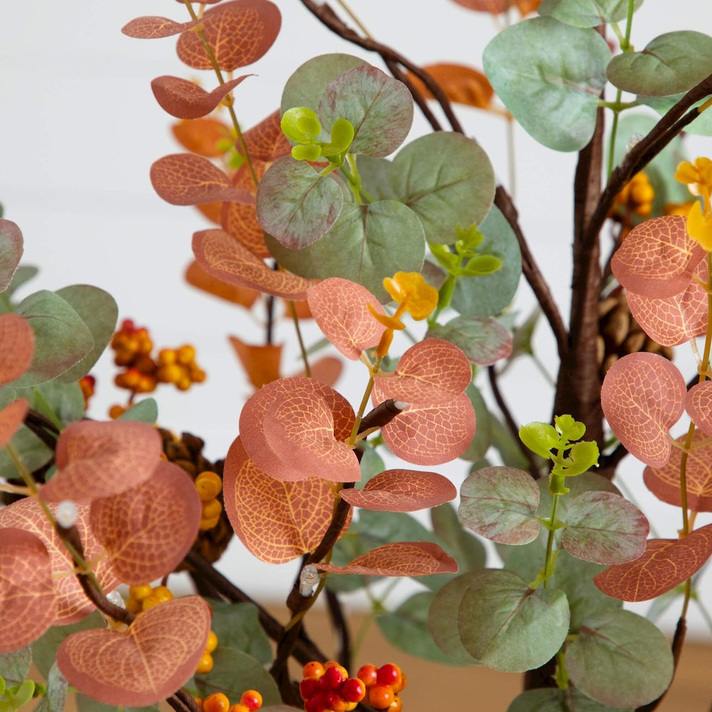 4ft. Pre-Lit Autumn Eucalyptus Artificial Fall Tree with Pinecones, Berries