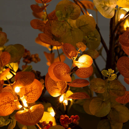 4ft. Pre-Lit Autumn Eucalyptus Artificial Fall Tree with Pinecones, Berries