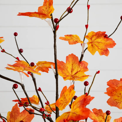 3ft. Pre-Lit Autumn Maple Artificial Fall Tree with Berries and 36 LED Lights