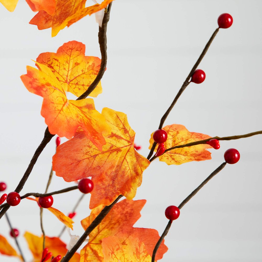 4ft. Pre-Lit Autumn Maple Artificial Fall Tree with Berries and 60 LED Lights