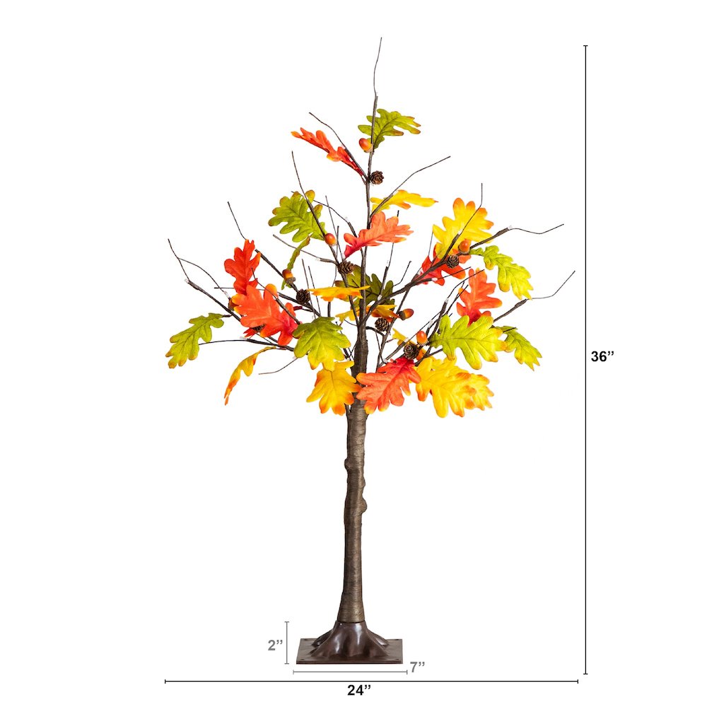 3ft. Pre-Lit Autumn Maple Artificial Fall Tree with Pinecones, Acorns