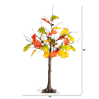 3ft. Pre-Lit Autumn Maple Artificial Fall Tree with Pinecones, Acorns