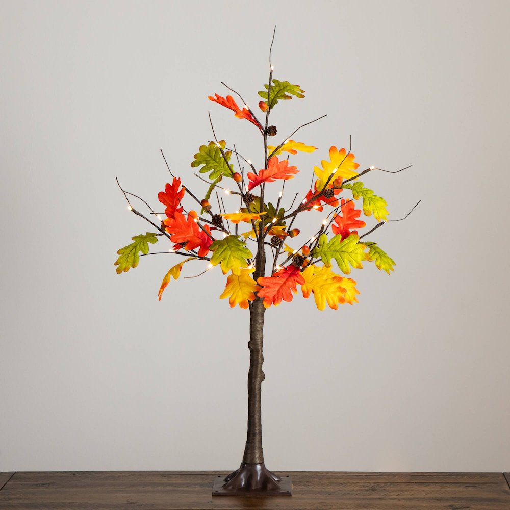 3ft. Pre-Lit Autumn Maple Artificial Fall Tree with Pinecones, Acorns