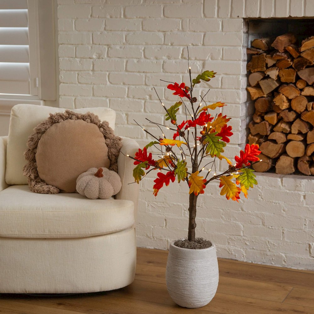 3ft. Pre-Lit Autumn Maple Artificial Fall Tree with Pinecones, Acorns
