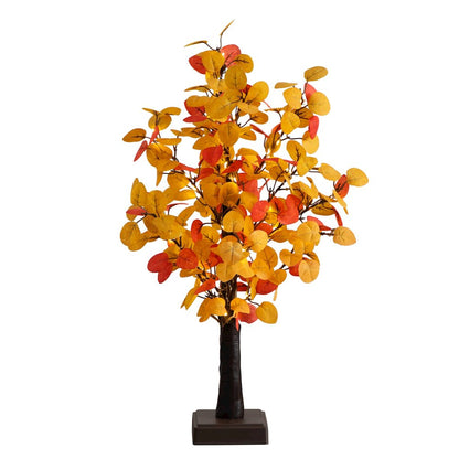 21in. Pre-Lit Bright Autumn Eucalyptus Artificial Fall Tree with 50 LED Lights