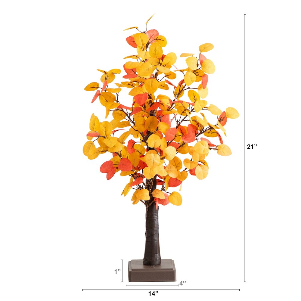 21in. Pre-Lit Bright Autumn Eucalyptus Artificial Fall Tree with 50 LED Lights
