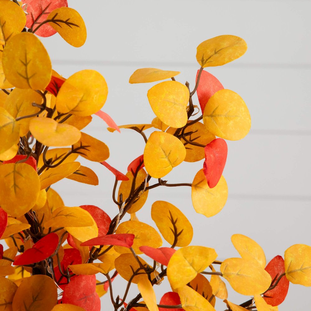 21in. Pre-Lit Bright Autumn Eucalyptus Artificial Fall Tree with 50 LED Lights