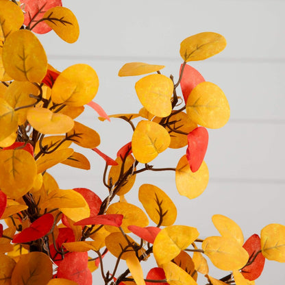 21in. Pre-Lit Bright Autumn Eucalyptus Artificial Fall Tree with 50 LED Lights