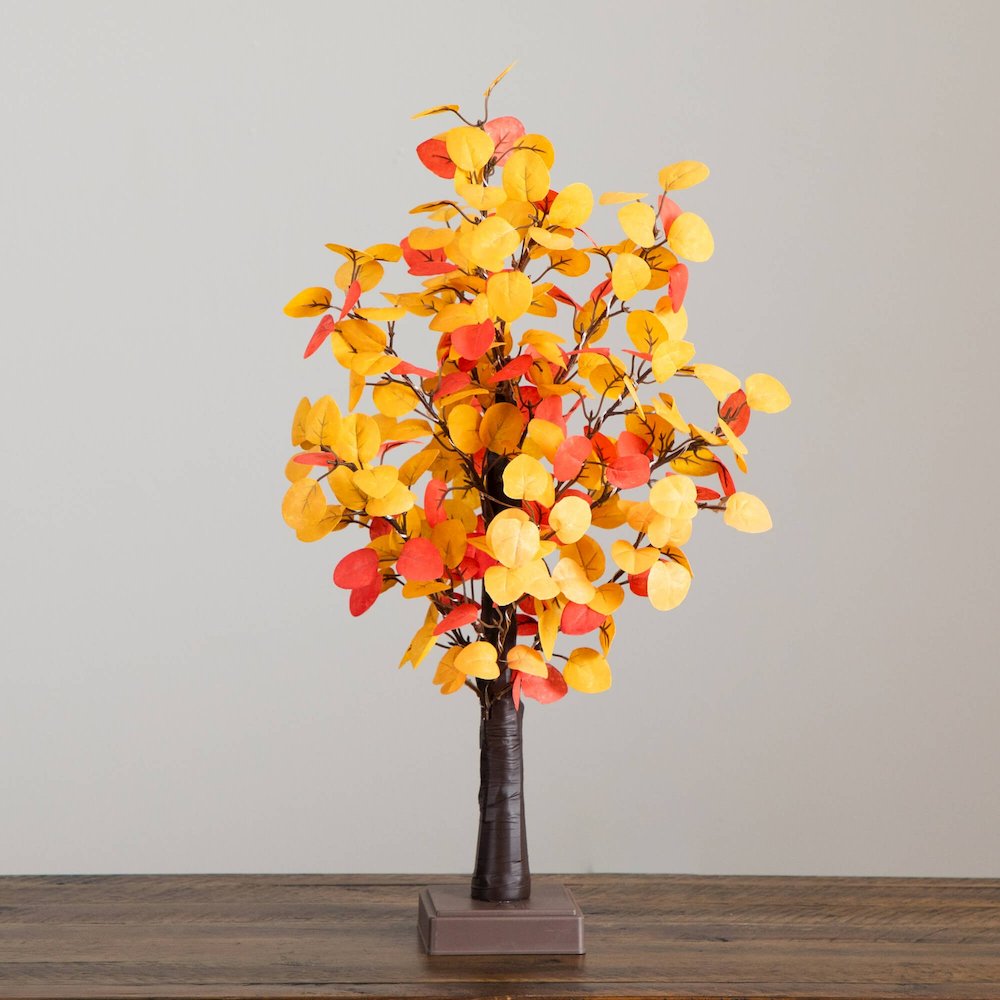 21in. Pre-Lit Bright Autumn Eucalyptus Artificial Fall Tree with 50 LED Lights