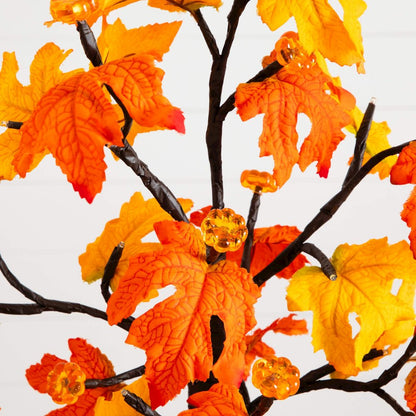 2ft. Pre-Lit Autumn Maple Artificial Fall Tree with 24 LED Lights