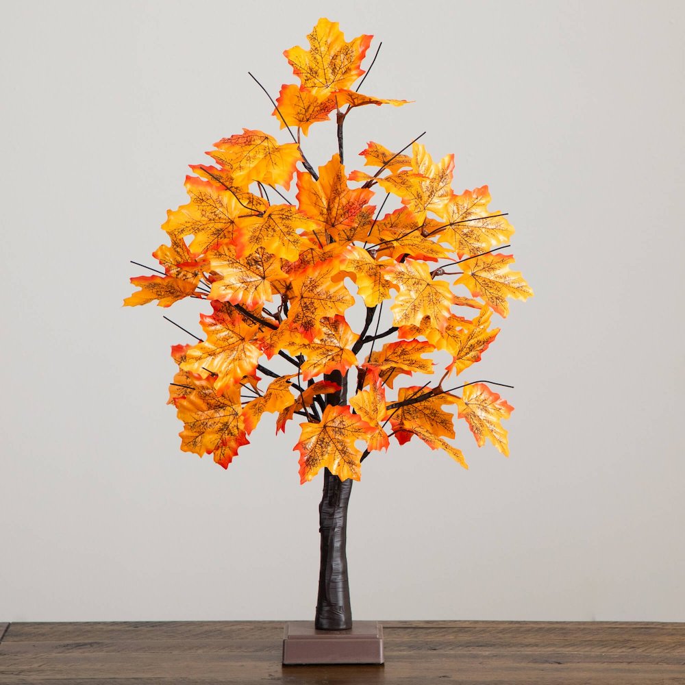 2ft. Pre-Lit Autumn Maple Artificial Fall Tree with 24 LED Lights