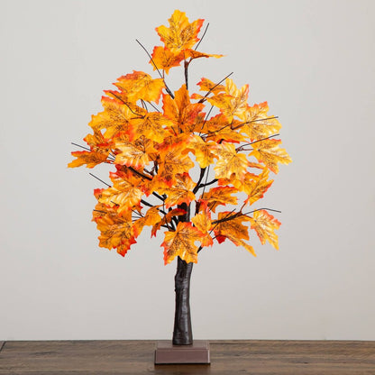 2ft. Pre-Lit Autumn Maple Artificial Fall Tree with 24 LED Lights