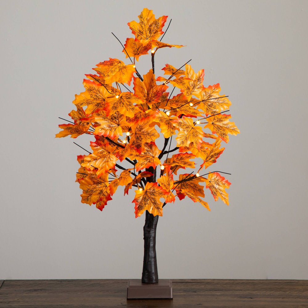 2ft. Pre-Lit Autumn Maple Artificial Fall Tree with 24 LED Lights