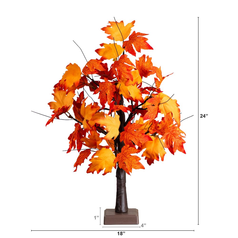 2ft. Pre-Lit Bright Autumn Maple Artificial Fall Tree with 24 LED Lights
