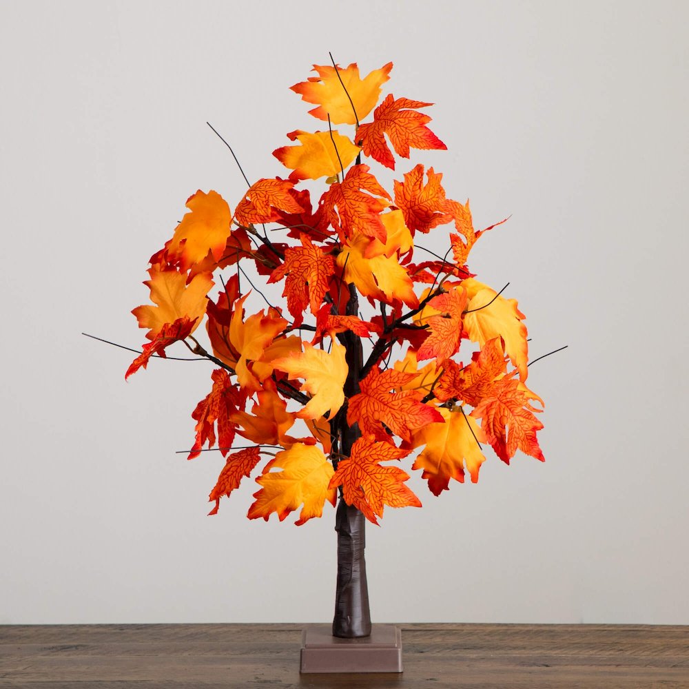 2ft. Pre-Lit Bright Autumn Maple Artificial Fall Tree with 24 LED Lights