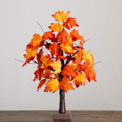 2ft. Pre-Lit Bright Autumn Maple Artificial Fall Tree with 24 LED Lights