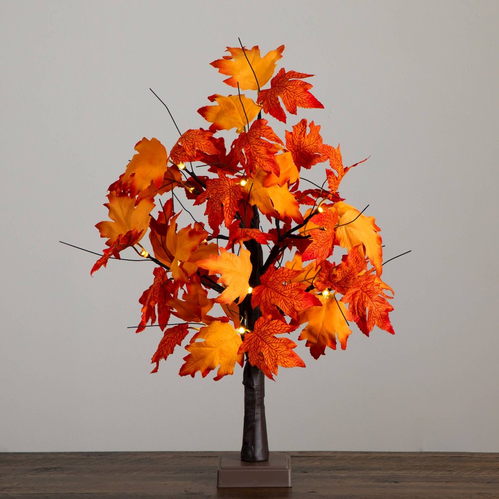 2ft. Pre-Lit Bright Autumn Maple Artificial Fall Tree with 24 LED Lights