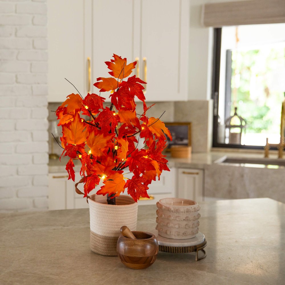 2ft. Pre-Lit Bright Autumn Maple Artificial Fall Tree with 24 LED Lights