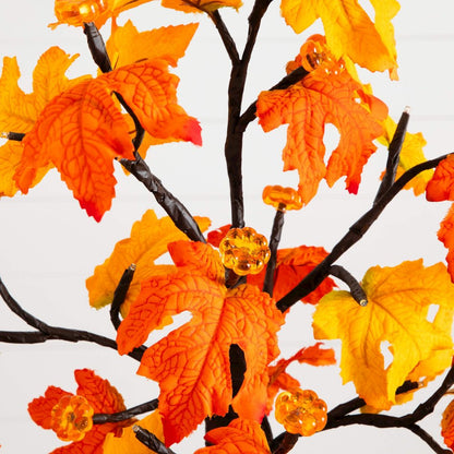 2ft Pre-Lit Autumn Maple Artificial Fall Tree with 24 LED &Pumpkin Shaped Lights
