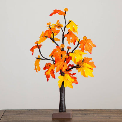 2ft Pre-Lit Autumn Maple Artificial Fall Tree with 24 LED &Pumpkin Shaped Lights