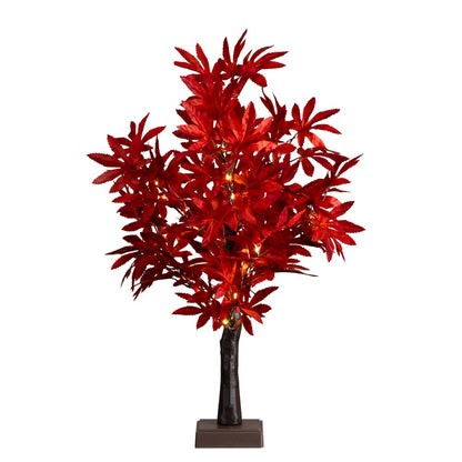 2ft. Pre-Lit Red Autumn Maple Artificial Fall Tree with 50 LED Lights