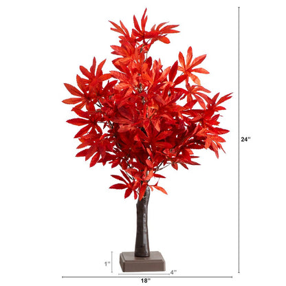 2ft. Pre-Lit Red Autumn Maple Artificial Fall Tree with 50 LED Lights