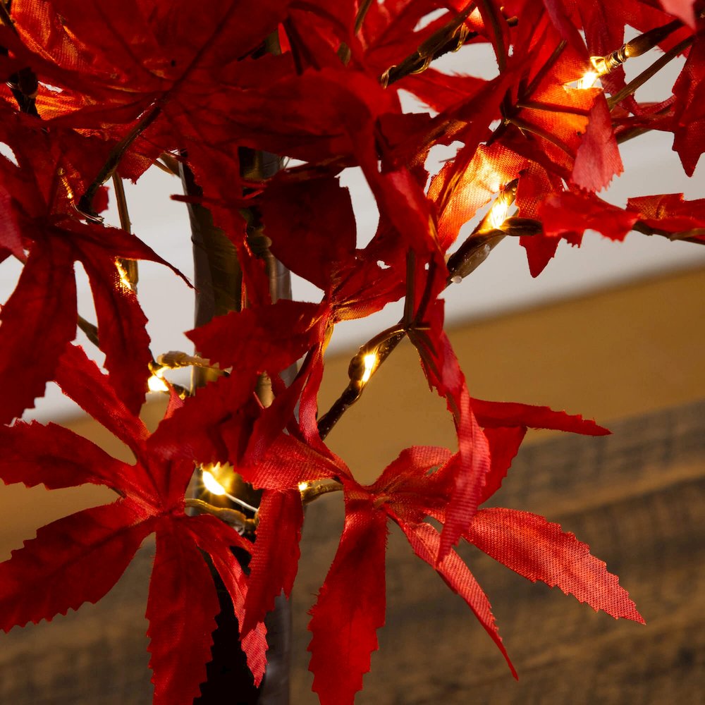 2ft. Pre-Lit Red Autumn Maple Artificial Fall Tree with 50 LED Lights
