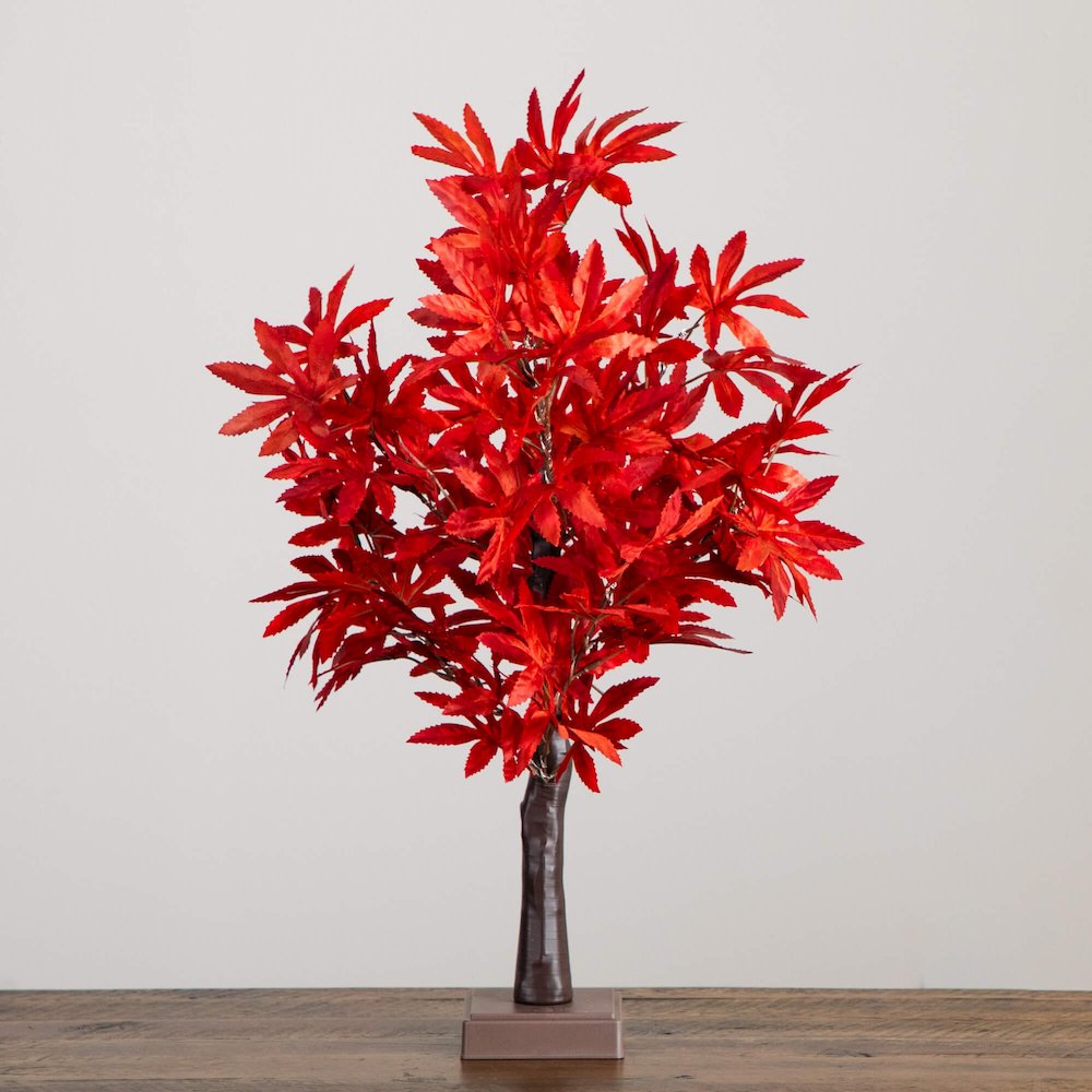 2ft. Pre-Lit Red Autumn Maple Artificial Fall Tree with 50 LED Lights