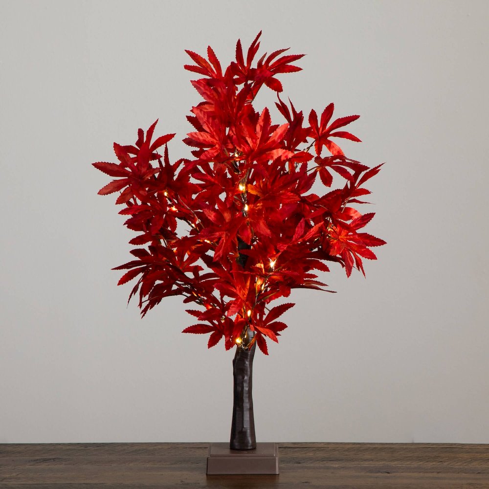 2ft. Pre-Lit Red Autumn Maple Artificial Fall Tree with 50 LED Lights