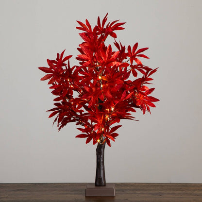 2ft. Pre-Lit Red Autumn Maple Artificial Fall Tree with 50 LED Lights