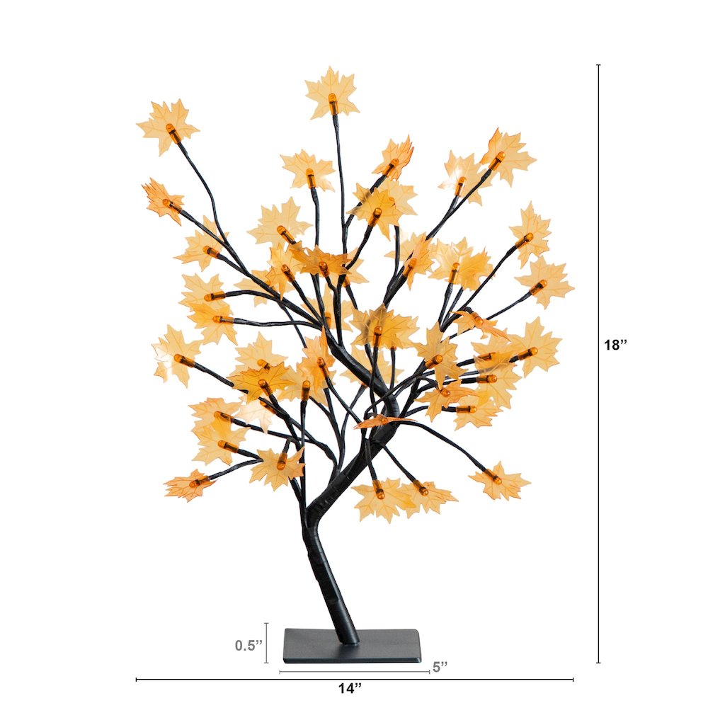 18in. Pre-Lit Autumn Artificial Maple Fall Tree with 48 LED Maple Shaped Lights
