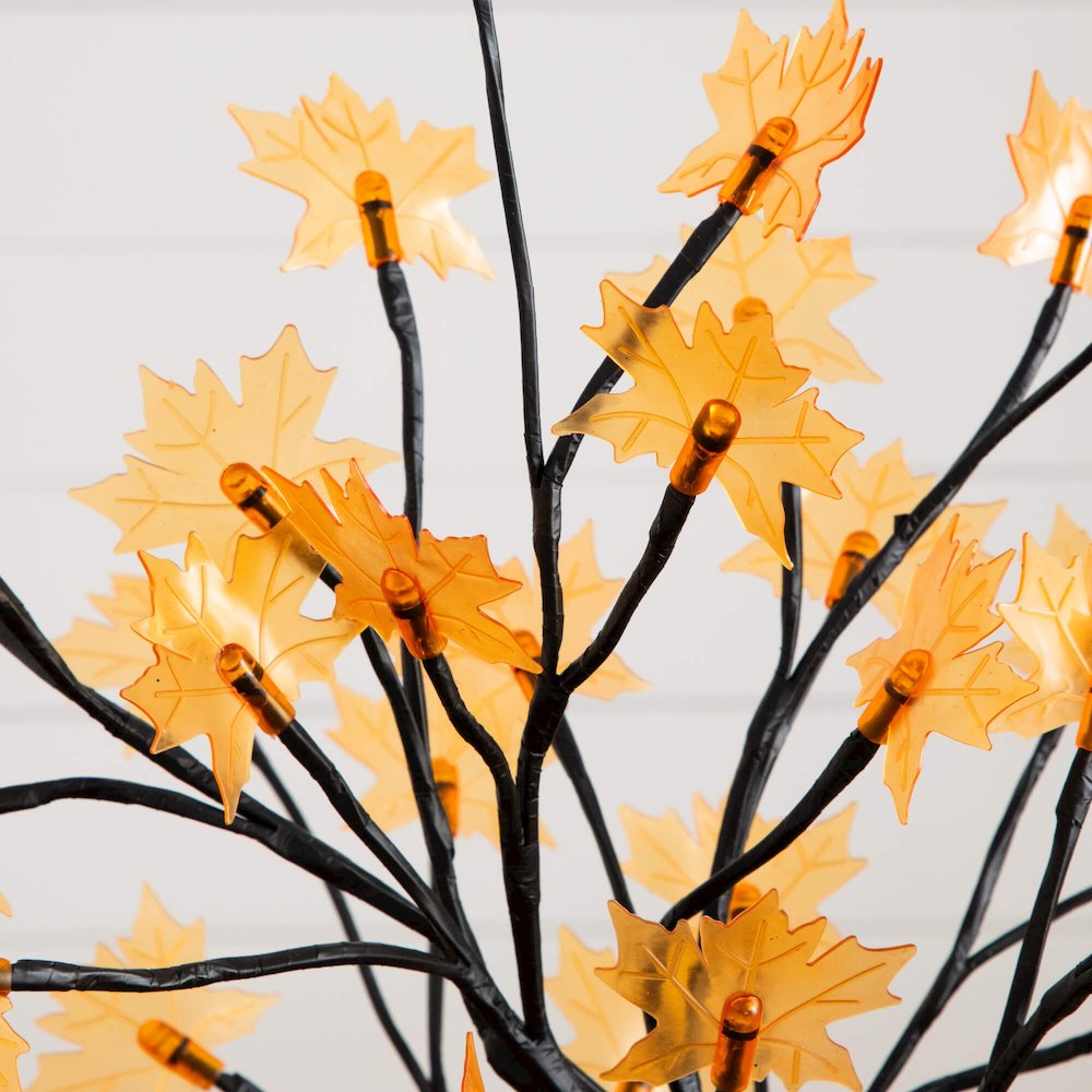 18in. Pre-Lit Autumn Artificial Maple Fall Tree with 48 LED Maple Shaped Lights