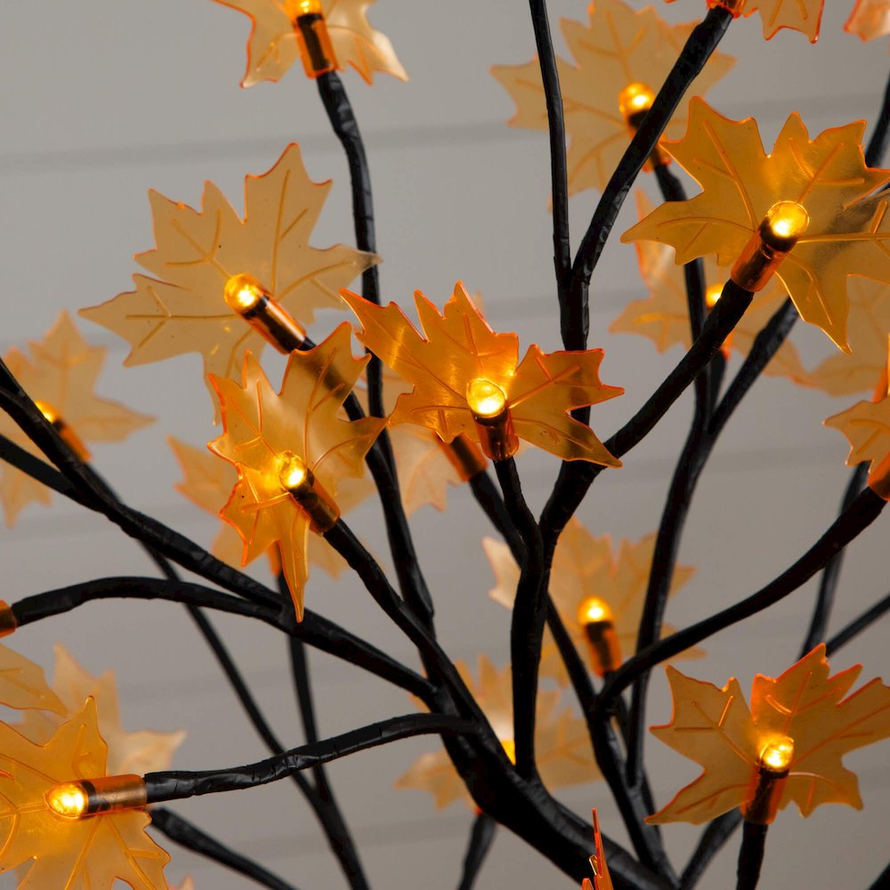 18in. Pre-Lit Autumn Artificial Maple Fall Tree with 48 LED Maple Shaped Lights