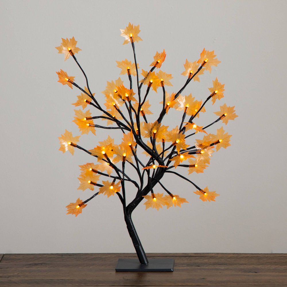 18in. Pre-Lit Autumn Artificial Maple Fall Tree with 48 LED Maple Shaped Lights
