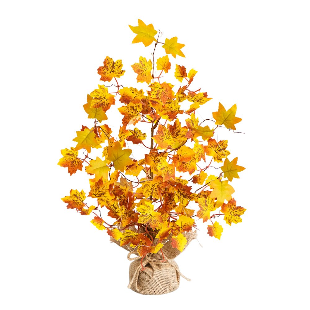 18in. Pre-Lit Autumn Maple Artificial Fall Tree with 30 LED String Lights