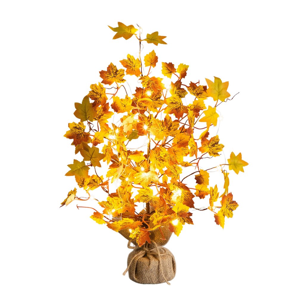 18in. Pre-Lit Autumn Maple Artificial Fall Tree with 30 LED String Lights