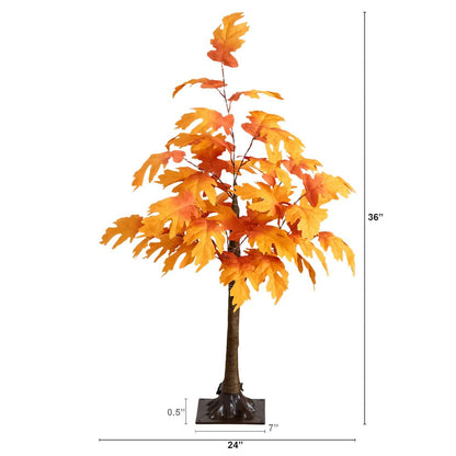 3ft. Pre-Lit Autumn Maple Artificial Fall Tree with 80 Warm White LED Lights