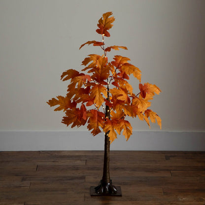 3ft. Pre-Lit Autumn Maple Artificial Fall Tree with 80 Warm White LED Lights